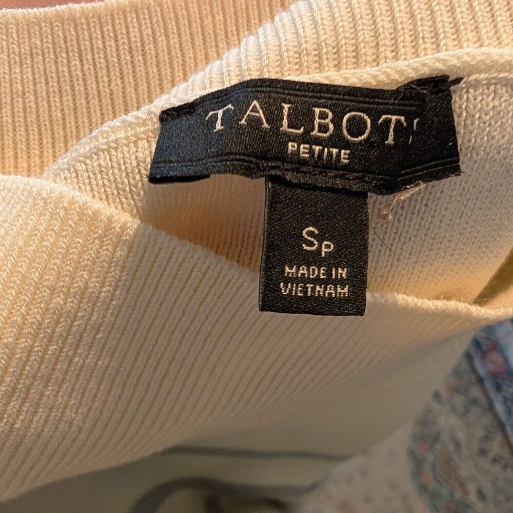 Talbots Petite Metallic Striped Short-Sleeve Sweater With Button Shoulder - SP - Picture 4 of 6